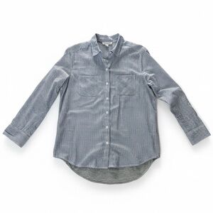 beachlunchlounge Blue Striped Button Down | Coastal Jersey Back | M women